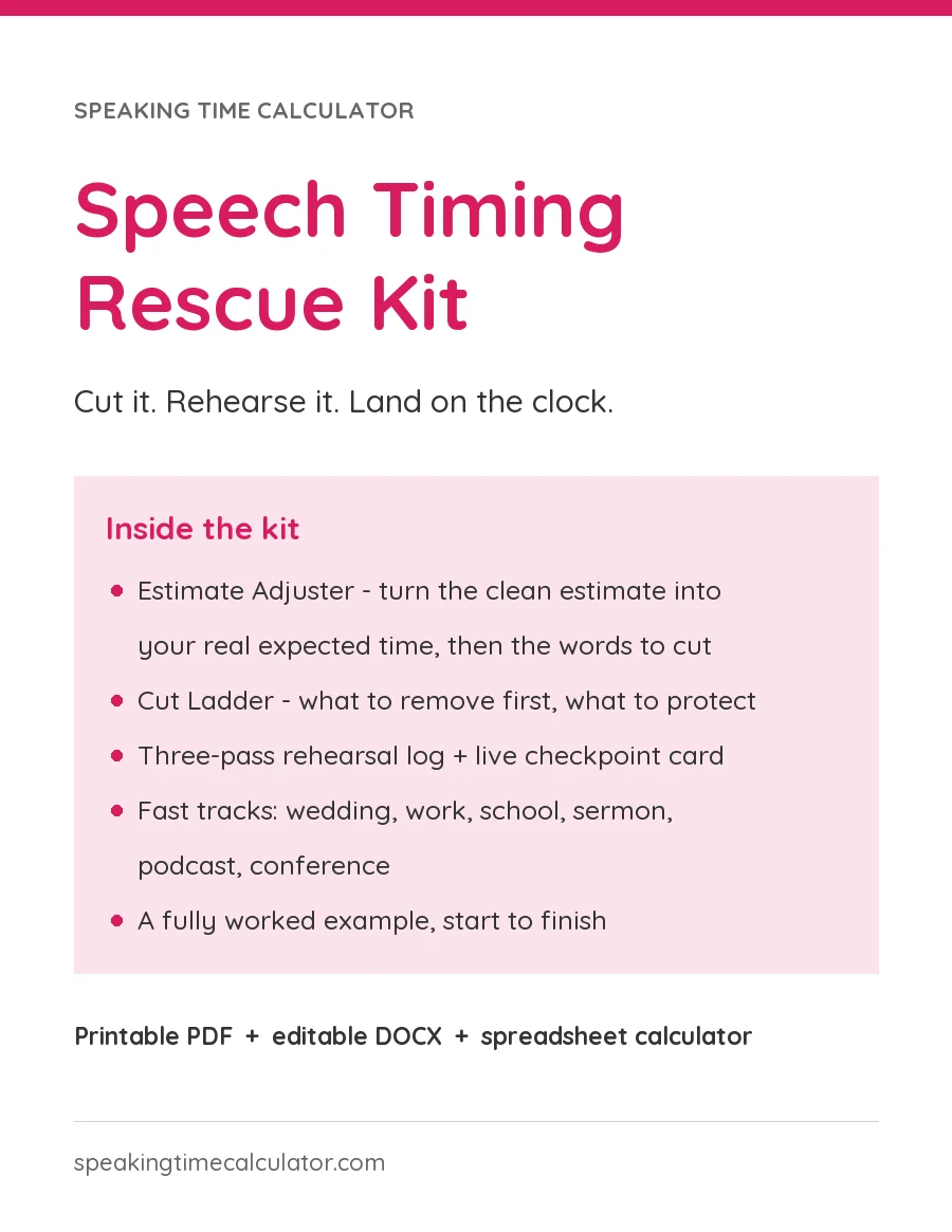 Speech Timing Rescue Kit workbook cover